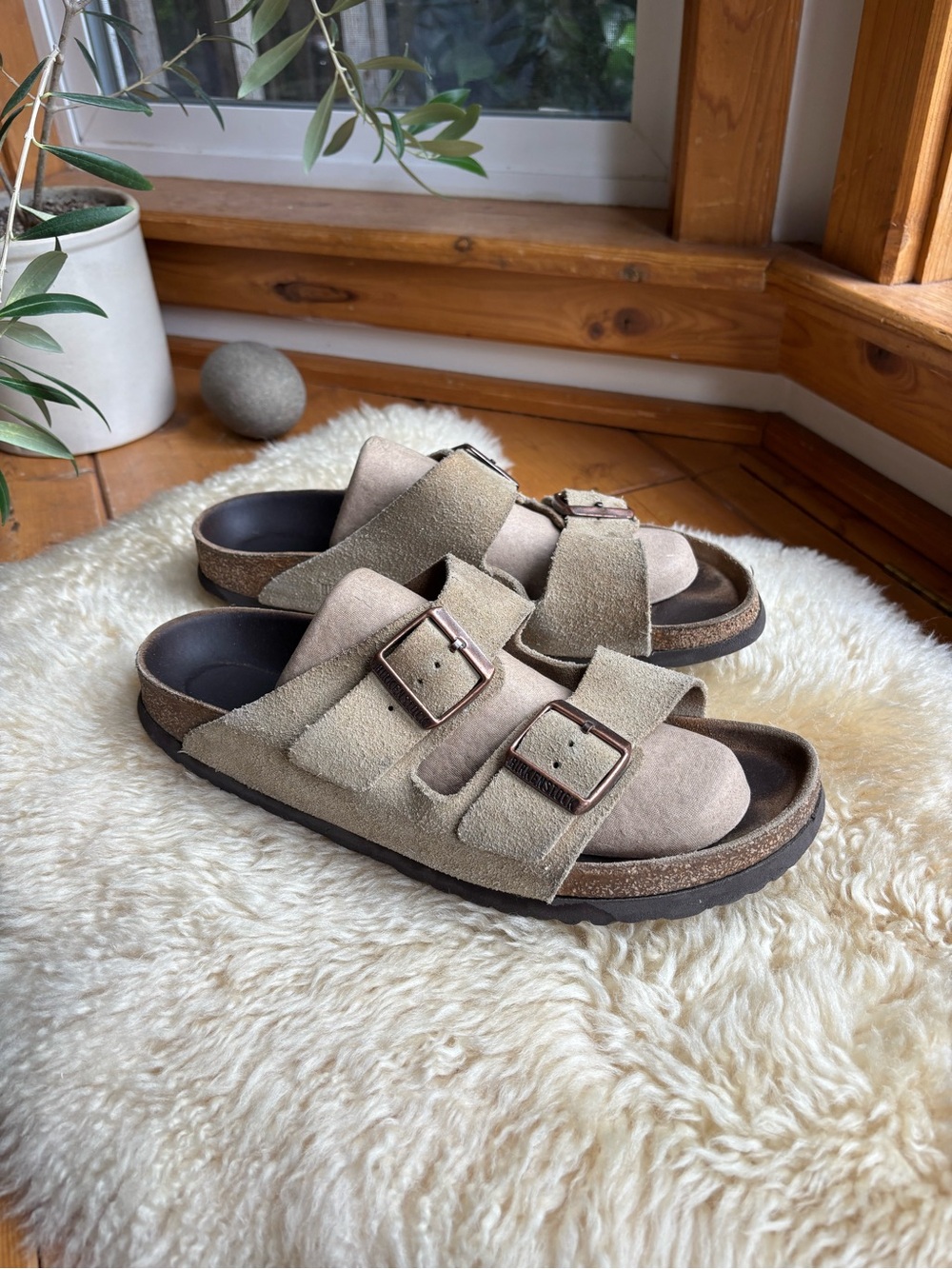 Suede Birkenstock Arizona Sandals